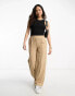 Фото #4 товара Vila Petite casual wide leg trousers with tie waist in camel