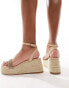 Glamorous espadrilles platform heeled sandals in gold diamante