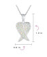 ფოტო #4 პროდუქტის Romantic Love Gemstone Created White Opal Inlay Spiritual Guardian Angel Wings Feather Necklace Pendant For Women Girlfriend .925 Sterling Silver