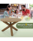 Фото #8 товара 47 Inches Round Dining Table with Solid Acacia Wood Legs for 4-6 Person