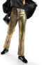 Фото #5 товара River Island coated straight jeans in gold