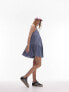 Topshop tiered mini textured dress in blue M - фото #7