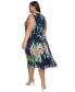 ფოტო #2 პროდუქტის Plus Size Printed Side-Ruched Sleeveless Chiffon Dress