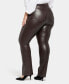 ფოტო #5 პროდუქტის Plus Size Artificial Leather Marilyn Straight Pants