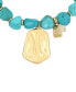 Turquoise Beaded Textured Charm Stretch Bracelet