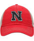 Фото #3 товара Men's Scarlet, Natural Nebraska Huskers Trawler Trucker Snapback Hat
