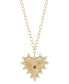 ფოტო #1 პროდუქტის Rhodolite Garnet (1/8 ct.tw.) and White Topaz (1 ct.tw.) 18" Heart Pendant Necklace in 14k Gold-Plated Sterling Silver