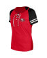 ფოტო #2 პროდუქტის Women's Scarlet San Francisco 49ers Lace-Up Raglan T-Shirt