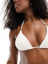 Фото #3 товара Stradivarius smocked triangle bikini top in white