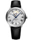 ფოტო #1 პროდუქტის Men's Swiss Automatic Maestro Black Leather Strap Watch 40mm 2227-STC-00659