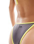 Pull&Bear contrast bikini bottom in grey and lime