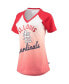 ფოტო #3 პროდუქტის Women's Red and White St. Louis Cardinals Shortstop Ombre Raglan V-Neck T-shirt