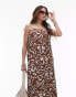 Topshop abstract floral print midi beach dress in chocolate M - фото #8