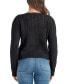 ფოტო #2 პროდუქტის Juniors' Crewneck Crochet Rosette-Trim Cardigan