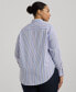 ფოტო #2 პროდუქტის Plus Size Cotton Striped Shirt