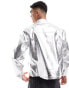 ASOS DESIGN racer jacket in metallic silver