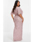 ფოტო #2 პროდუქტის Plus Size Embellished Angel Sleeve Maxi Dress