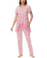 ფოტო #17 პროდუქტის Women's Printed Short Sleeve Tunic with Pant Pajama Set