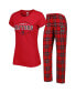 ფოტო #1 პროდუქტის Women's Red, Black Toronto Raptors Badge T-shirt and Pajama Pants Sleep Set