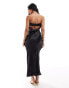 Фото #3 товара In The Style exclusive liquid satin bandeau cut out back maxi dress in black