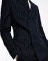 French Connection linen stripe suit jacket in blue pattern