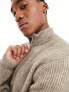 Only & Sons faux wool half zip jumper in beige