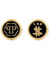ფოტო #1 პროდუქტის Gold-Tone IP Stainless Steel Mismatch Logo Black Cuff Links