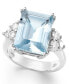 ფოტო #1 პროდუქტის 14k White Gold Ring, Aquamarine (5-1/2 ct. t.w.) and Diamond (1/2 ct. t.w.) Emerald-Cut Ring