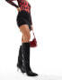 Фото #4 товара Public Desire Amped kitten heel straight leg pointed knee boots in black