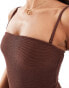 & Other Stories crinkle bandeau swimsuit in brown