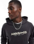 Фото #1 товара Abercrombie & Fitch chainstitch embroidered logo french terry hoodie in washed black