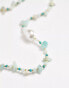 Фото #3 товара Orelia gold plated turquoise beaded necklace with pearl charm