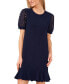 Фото #3 товара Women's Lace-Puff-Sleeve Mixed-Media Knit Dress