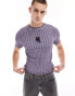 ASOS DESIGN muscle fit t-shirt in grey washed rib with cross chest embroidery