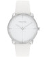 ფოტო #1 პროდუქტის Unisex White Leather Strap Watch 35mm