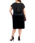 Фото #2 товара Plus Size Round-Neck Overlay Velvet Sheath Dress