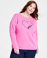 Фото #3 товара Plus Size Heart Outline Sweater