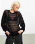 Weekday Silva sheer variegated bubble knitted sweater in black Черный, XS - EU 34 - фото #1