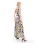 Vero Moda Tall satin tie shoulder maxi slip dress with seam detail in purple print