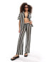 Iisla& Bird knitted stripe beach trouser co-ord in black and white