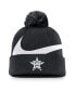 Men's Black Houston Astros Swoosh Peak Cuffed Knit Hat with Pom