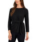 Фото #1 товара Women's Tie-Front Ruched Long-Sleeve Top