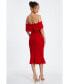 ფოტო #3 პროდუქტის Women's Bardot Midi Dress With Frilled Hem