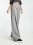 Фото #3 товара Bershka wide leg tailored trousers in grey