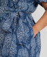 ფოტო #4 პროდუქტის Plus Size Linen Floral Shirtdress