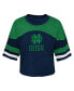 Big Girls Navy Distressed Notre Dame Fighting Irish Sunday Friday Sleeve Stripe Jersey T-shirt