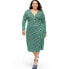 Women's Long Sleeve Midi Arrow Geo Green Wrap Dress - DVF