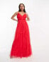 Фото #4 товара Anaya tulle maxi dress with tiered skirt in bright red