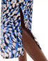 Фото #2 товара Brave Soul satin midi skirt in blue animal print