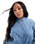 ASOS DESIGN Curve easy denim shirt in midwash blue